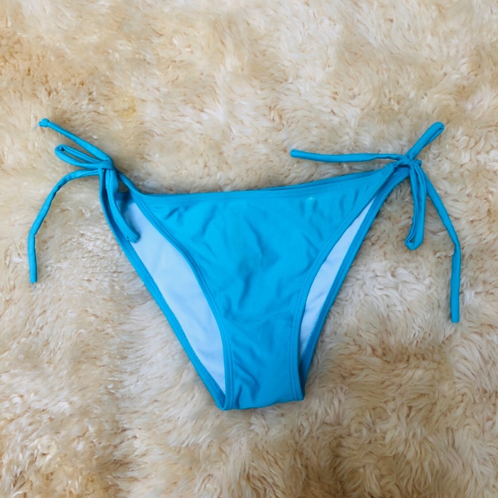 Neon blue string bikini bottom cheeky swimsuit S